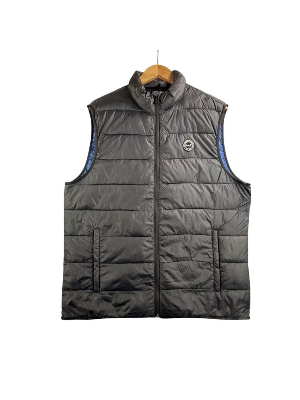 Abercrombie & Fitch Vest Mens Large Black Puffer Packable Water Resistant Nylon